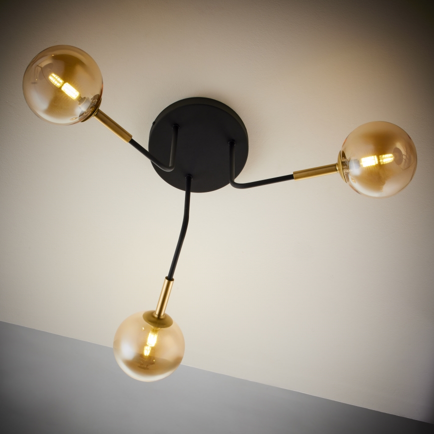 Jupiter 2037 - Luster na šipci BURANO 3xG9/10W/230V crna/zlatna/bež