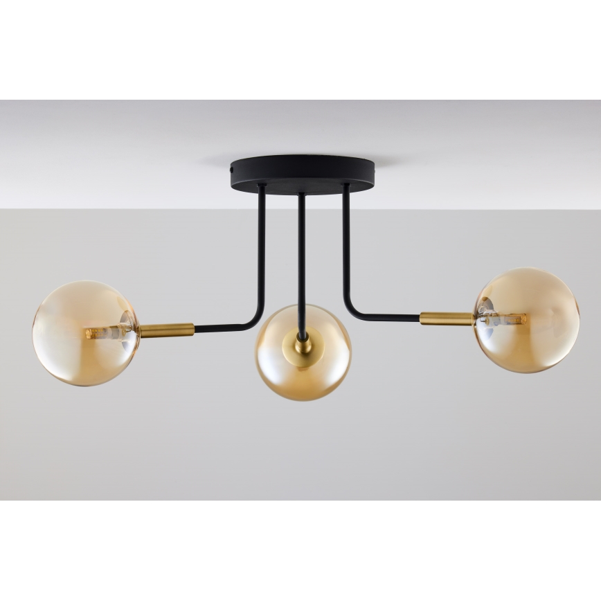 Jupiter 2037 - Luster na šipci BURANO 3xG9/10W/230V crna/zlatna/bež