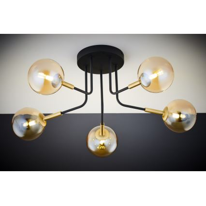 Jupiter 2038 - Luster na šipci BURANO 5xG9/10W/230V crna/zlatna/bež