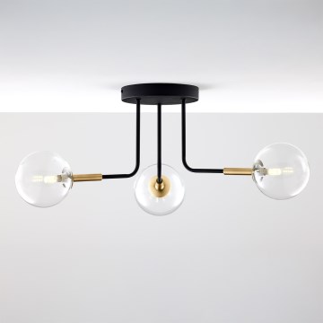 Jupiter 2039 - Luster na šipci BURANO 3xG9/10W/230V crna/zlatna/prozirna