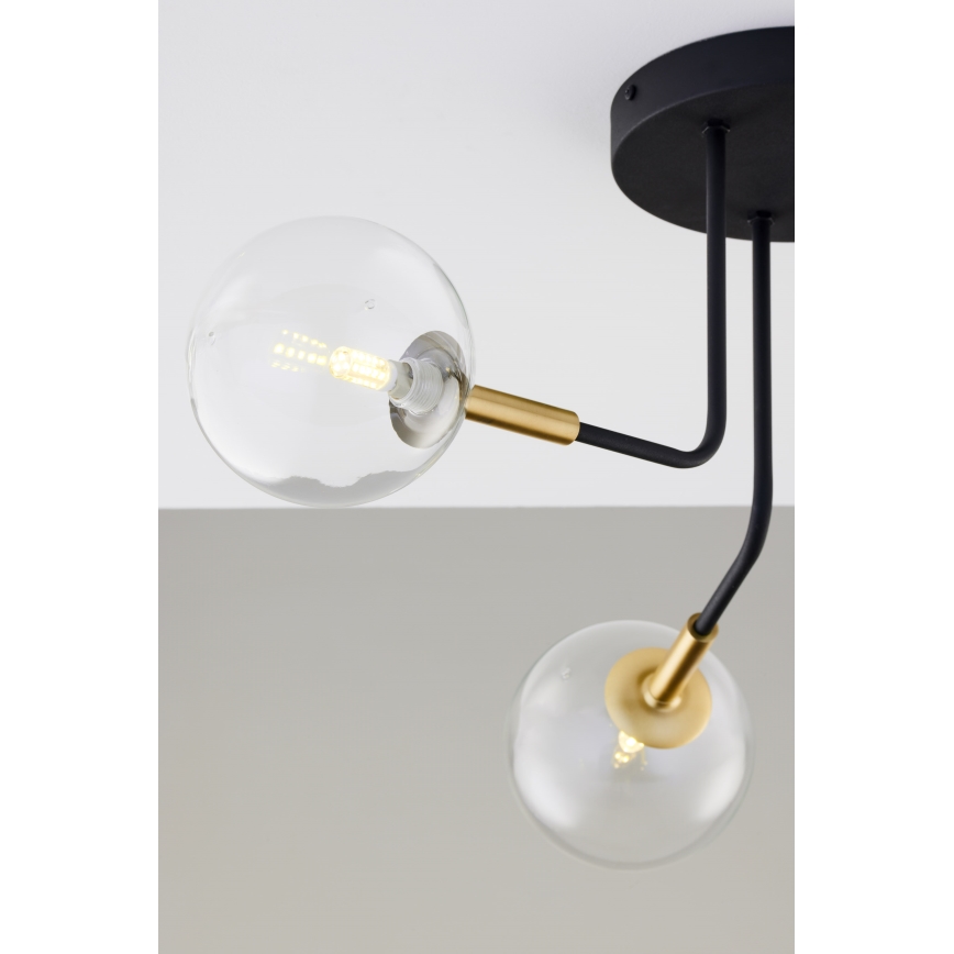 Jupiter 2039 - Luster na šipci BURANO 3xG9/10W/230V crna/zlatna/prozirna
