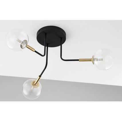Jupiter 2039 - Luster na šipci BURANO 3xG9/10W/230V crna/zlatna/prozirna