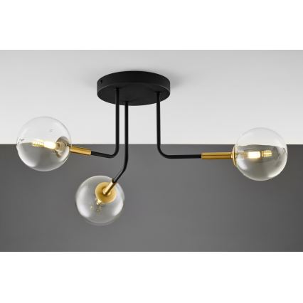 Jupiter 2039 - Luster na šipci BURANO 3xG9/10W/230V crna/zlatna/prozirna