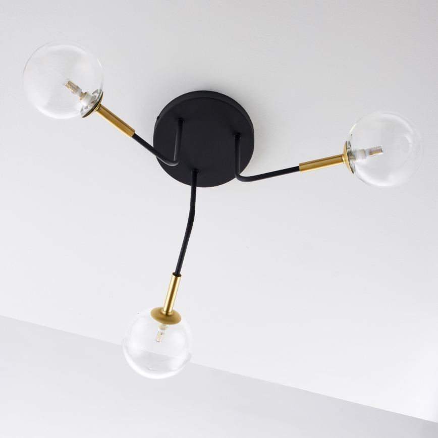 Jupiter 2039 - Luster na šipci BURANO 3xG9/10W/230V crna/zlatna/prozirna