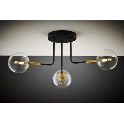Jupiter 2039 - Luster na šipci BURANO 3xG9/10W/230V crna/zlatna/prozirna