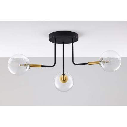 Jupiter 2039 - Luster na šipci BURANO 3xG9/10W/230V crna/zlatna/prozirna