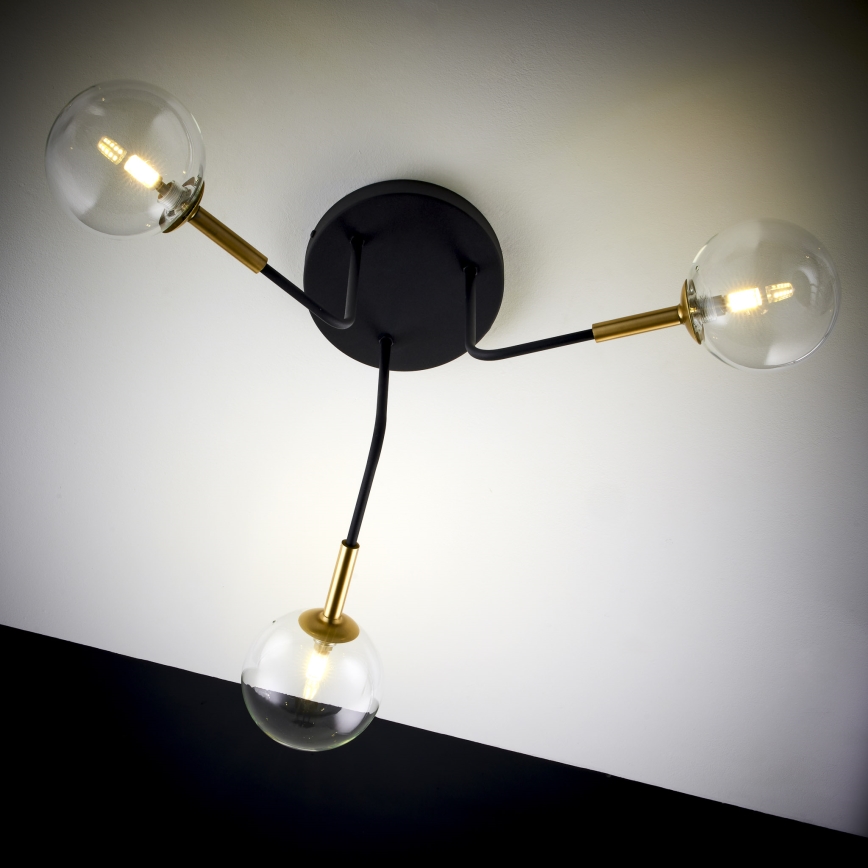 Jupiter 2039 - Luster na šipci BURANO 3xG9/10W/230V crna/zlatna/prozirna