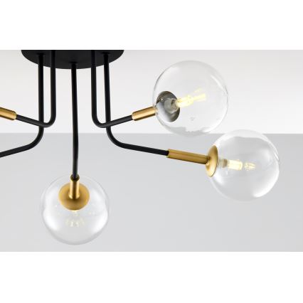 Jupiter 2040 - Luster na šipci BURANO 5xG9/10W/230V crna/zlatna/prozirna