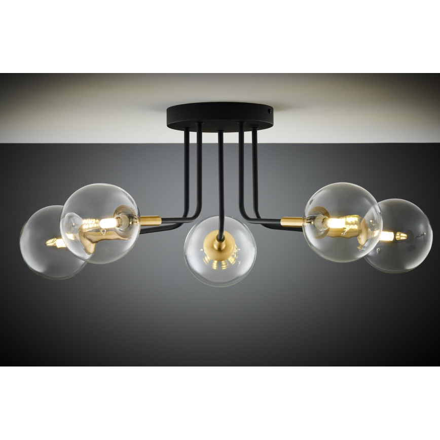 Jupiter 2040 - Luster na šipci BURANO 5xG9/10W/230V crna/zlatna/prozirna