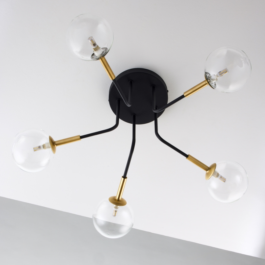 Jupiter 2040 - Luster na šipci BURANO 5xG9/10W/230V crna/zlatna/prozirna