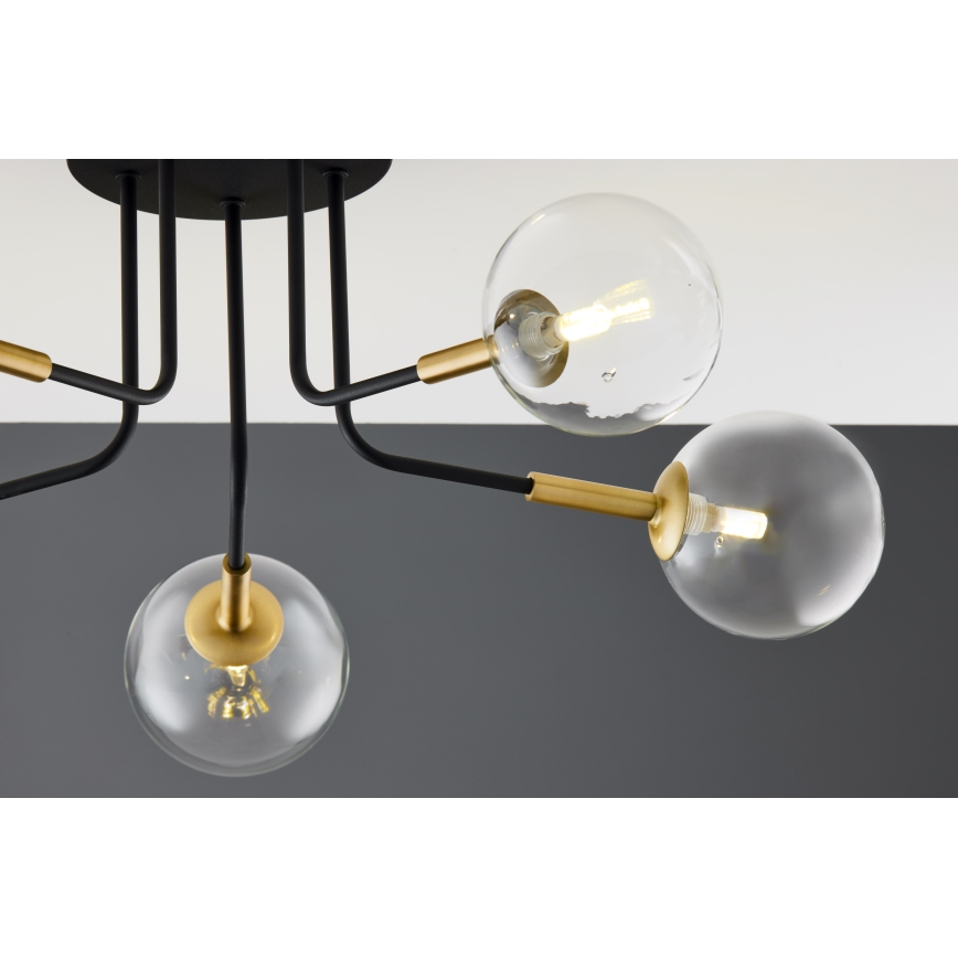 Jupiter 2040 - Luster na šipci BURANO 5xG9/10W/230V crna/zlatna/prozirna
