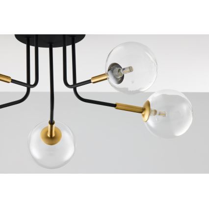 Jupiter 2040 - Luster na šipci BURANO 5xG9/10W/230V crna/zlatna/prozirna
