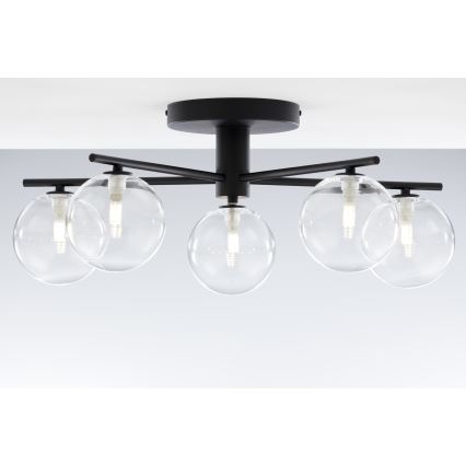 Jupiter 2046 - Plafonski luster PRATO 5xG9/10W/230V crna/prozirna