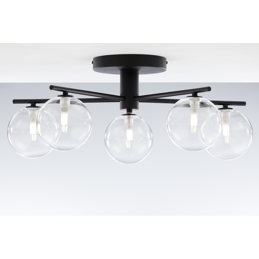 Jupiter 2046 - Plafonski luster PRATO 5xG9/10W/230V crna/prozirna