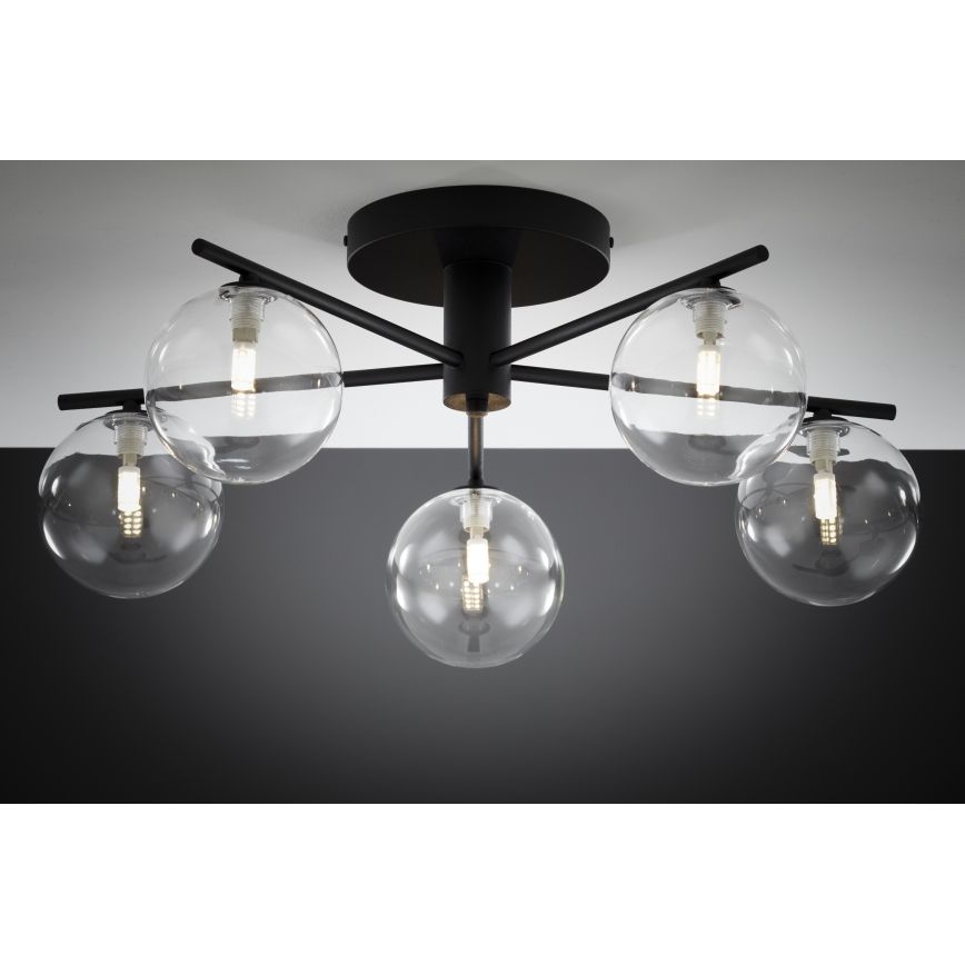 Jupiter 2046 - Plafonski luster PRATO 5xG9/10W/230V crna/prozirna