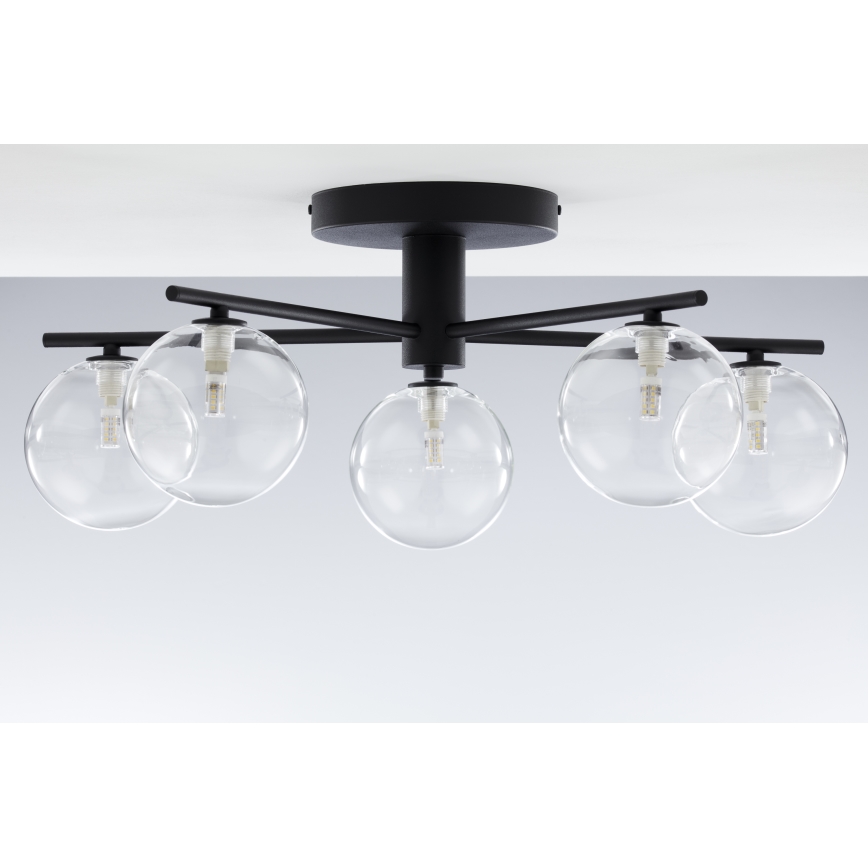 Jupiter 2046 - Plafonski luster PRATO 5xG9/10W/230V crna/prozirna