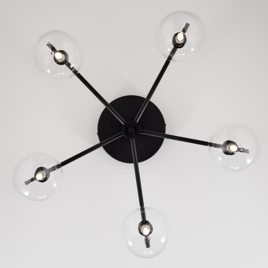 Jupiter 2046 - Plafonski luster PRATO 5xG9/10W/230V crna/prozirna