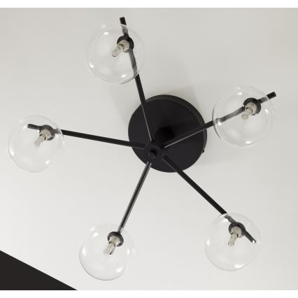 Jupiter 2046 - Plafonski luster PRATO 5xG9/10W/230V crna/prozirna