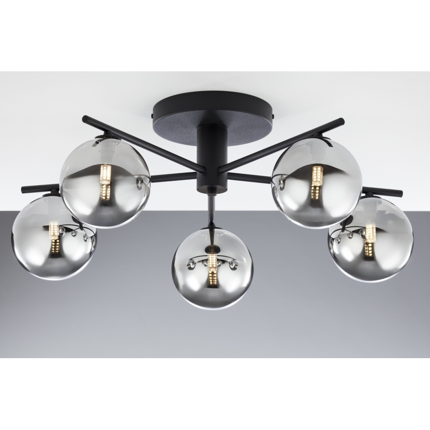 Jupiter 2048 - Plafonski luster PRATO 5xG9/14W/230V crna/zadimljena siva