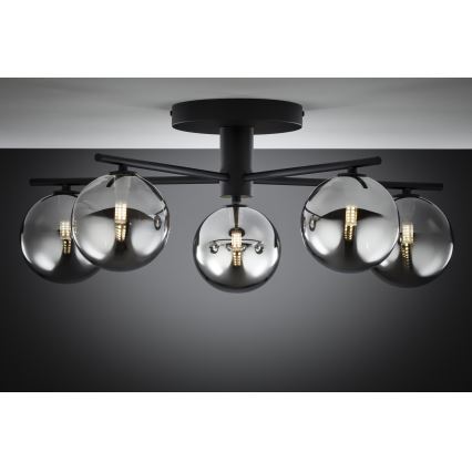 Jupiter 2048 - Plafonski luster PRATO 5xG9/14W/230V crna/zadimljena siva