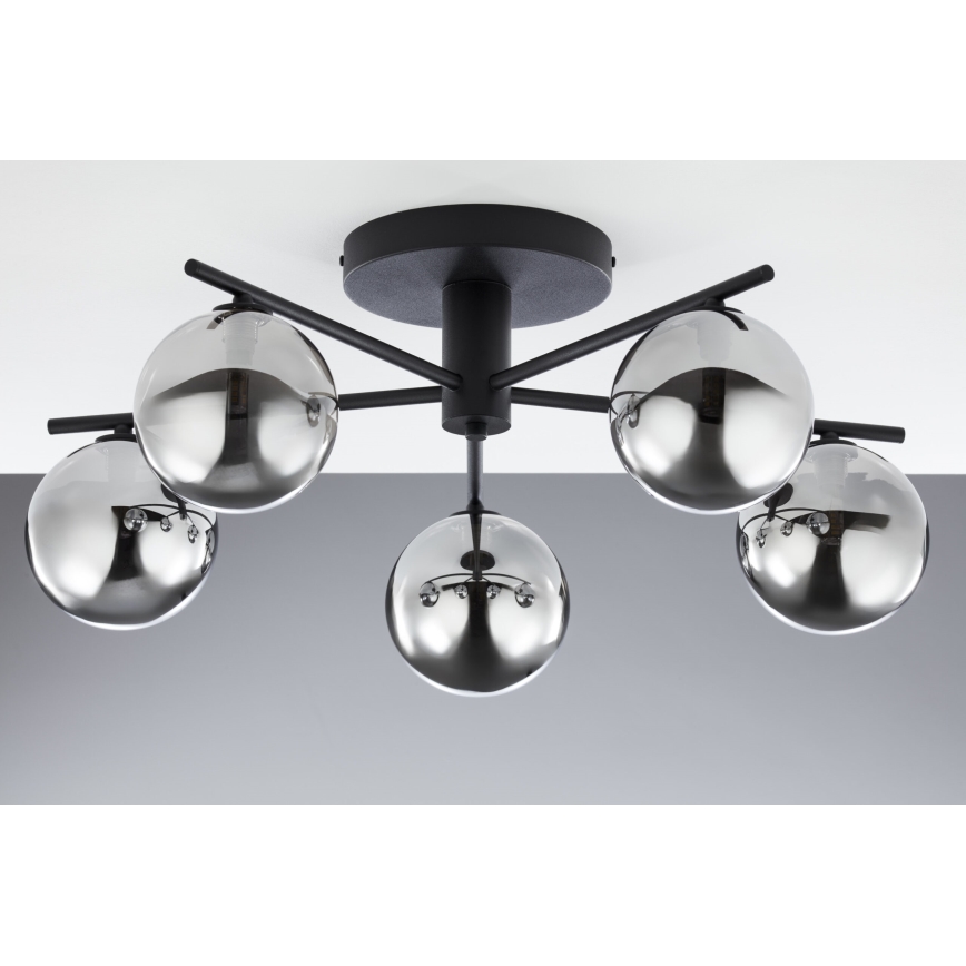 Jupiter 2048 - Plafonski luster PRATO 5xG9/14W/230V crna/zadimljena siva