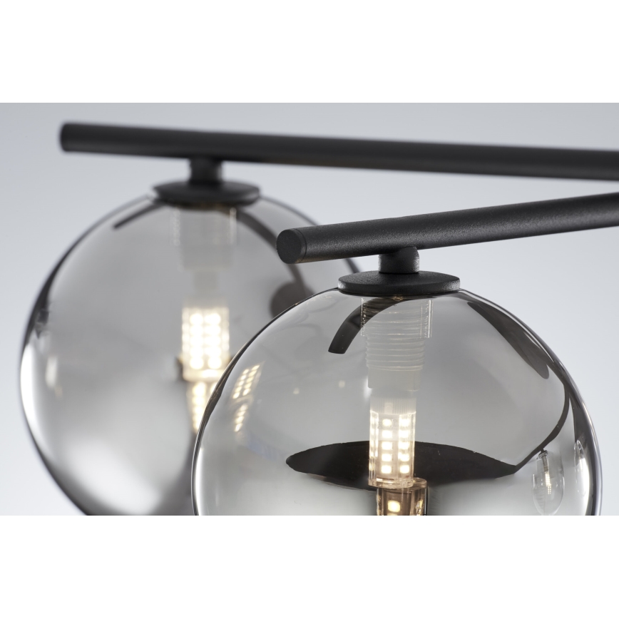 Jupiter 2048 - Plafonski luster PRATO 5xG9/14W/230V crna/zadimljena siva