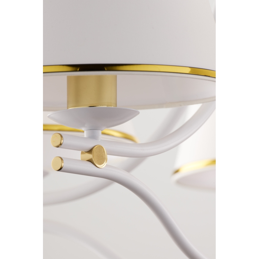 Jupiter 2084 - Luster na lancu SAMBA 5xE27/15W/230V bela/zlatna