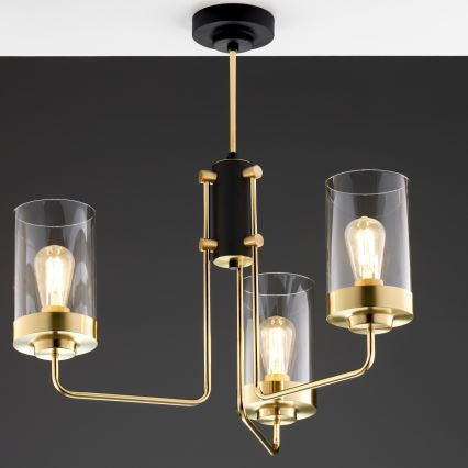 Jupiter 2087 - Luster na štangu RAMIREZ 3xE27/15W/230V zlatna/crna