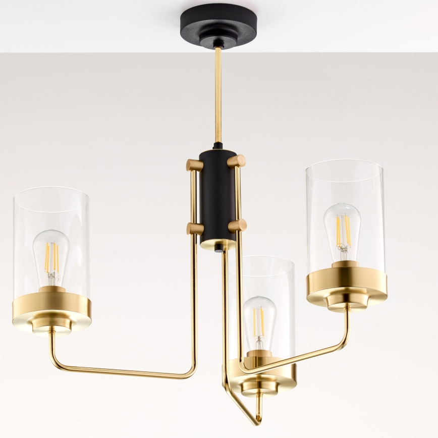 Jupiter 2087 - Luster na štangu RAMIREZ 3xE27/15W/230V zlatna/crna