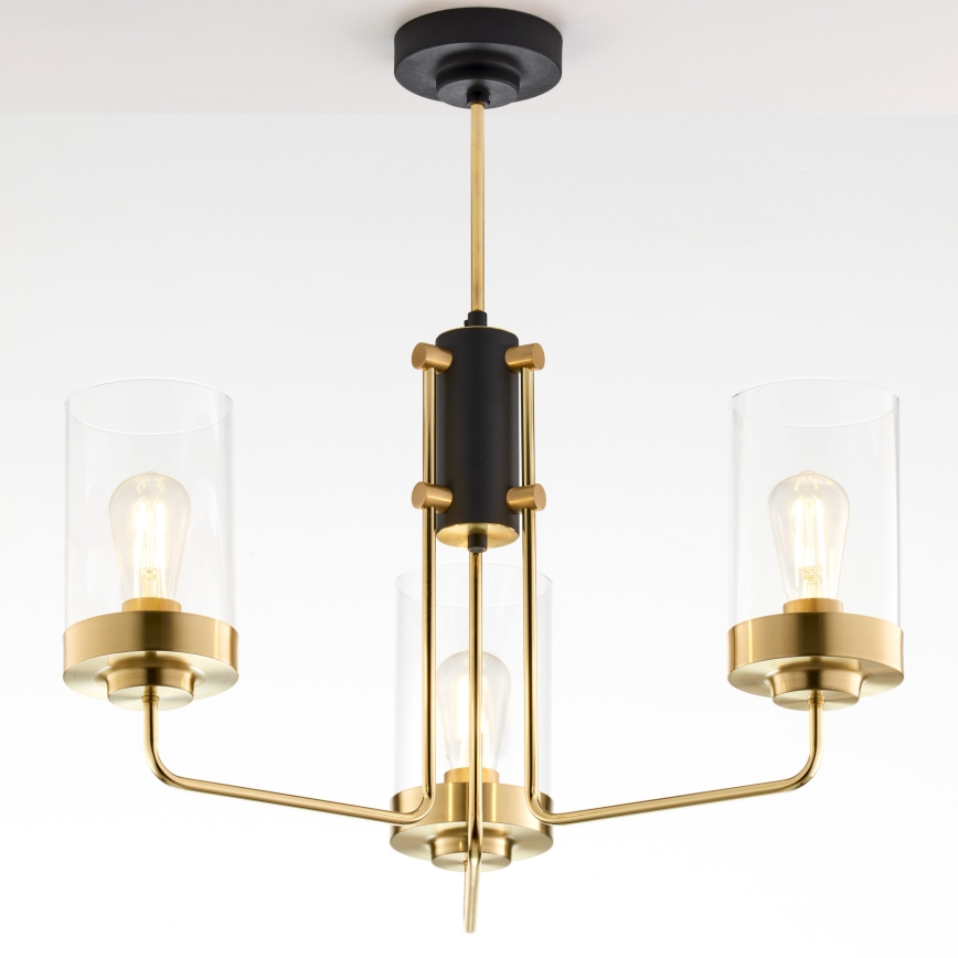 Jupiter 2087 - Luster na štangu RAMIREZ 3xE27/15W/230V zlatna/crna