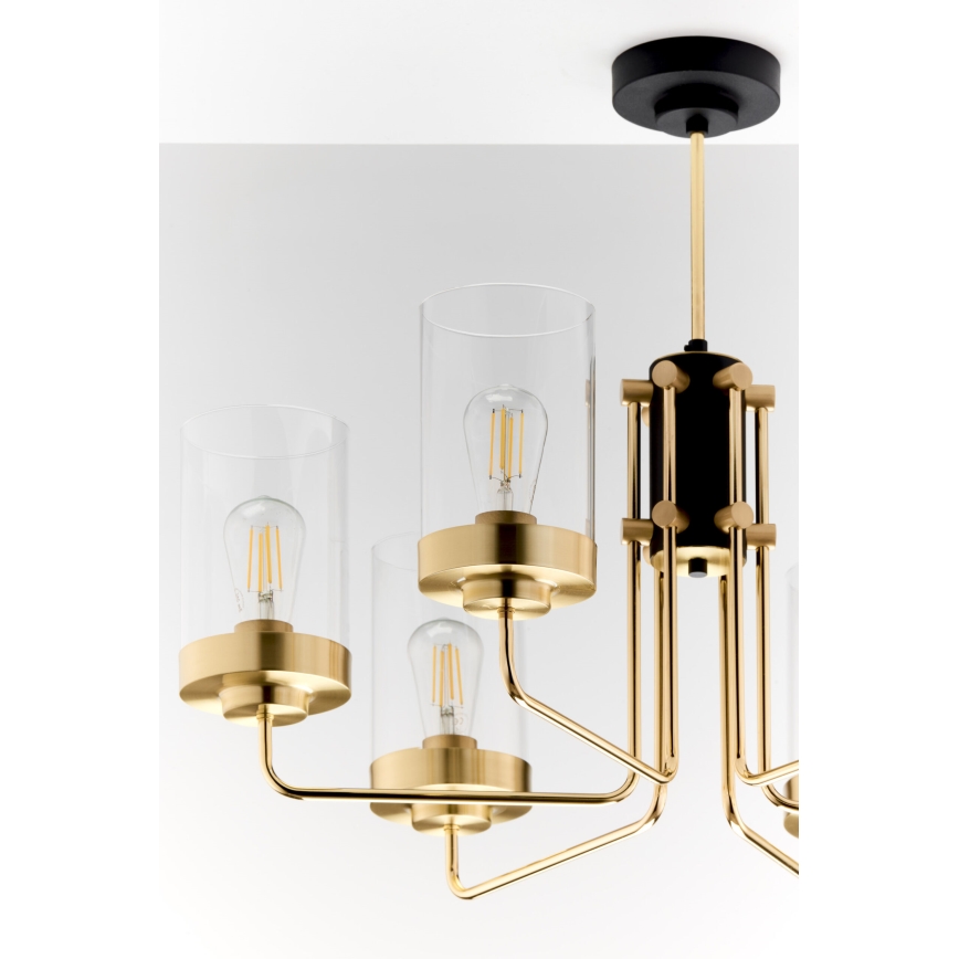 Jupiter 2089 - Luster na šipci RAMIREZ 6xE27/15W/230V zlatna/crna