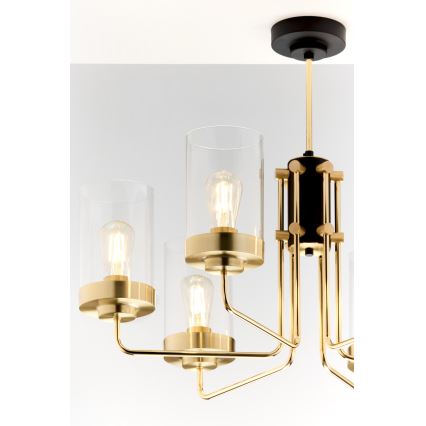 Jupiter 2089 - Luster na šipci RAMIREZ 6xE27/15W/230V zlatna/crna