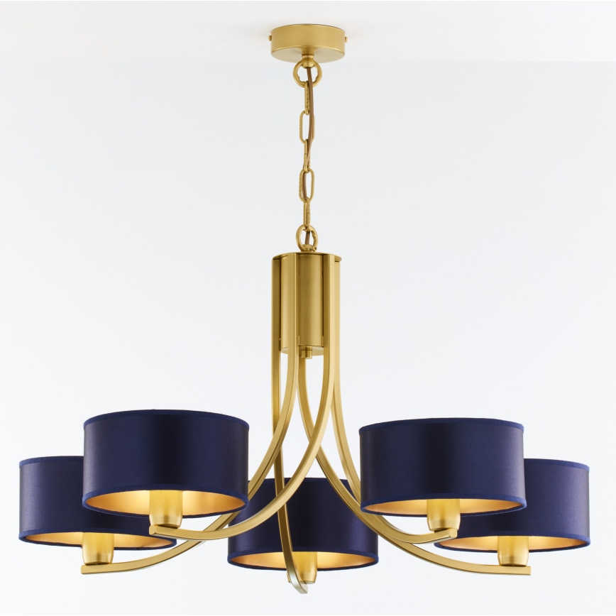 Jupiter 2094 - Luster na lancu ARTHUR 5xE27/15W/230V plavo-zlatni