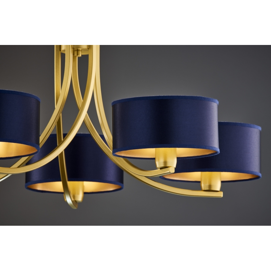 Jupiter 2094 - Luster na lancu ARTHUR 5xE27/15W/230V plavo-zlatni