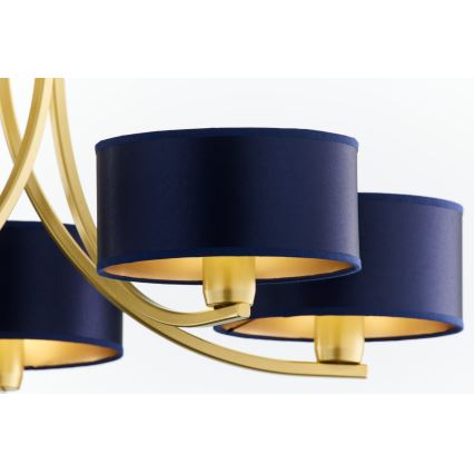 Jupiter 2094 - Luster na lancu ARTHUR 5xE27/15W/230V plavo-zlatni