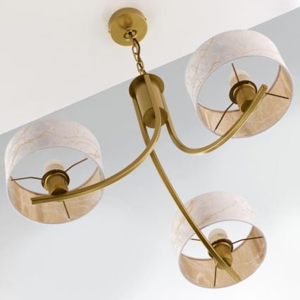 Jupiter 2096 - Luster na lancu ARTHUR 3xE27/15W/230V bela/zlatna/dekor mermera