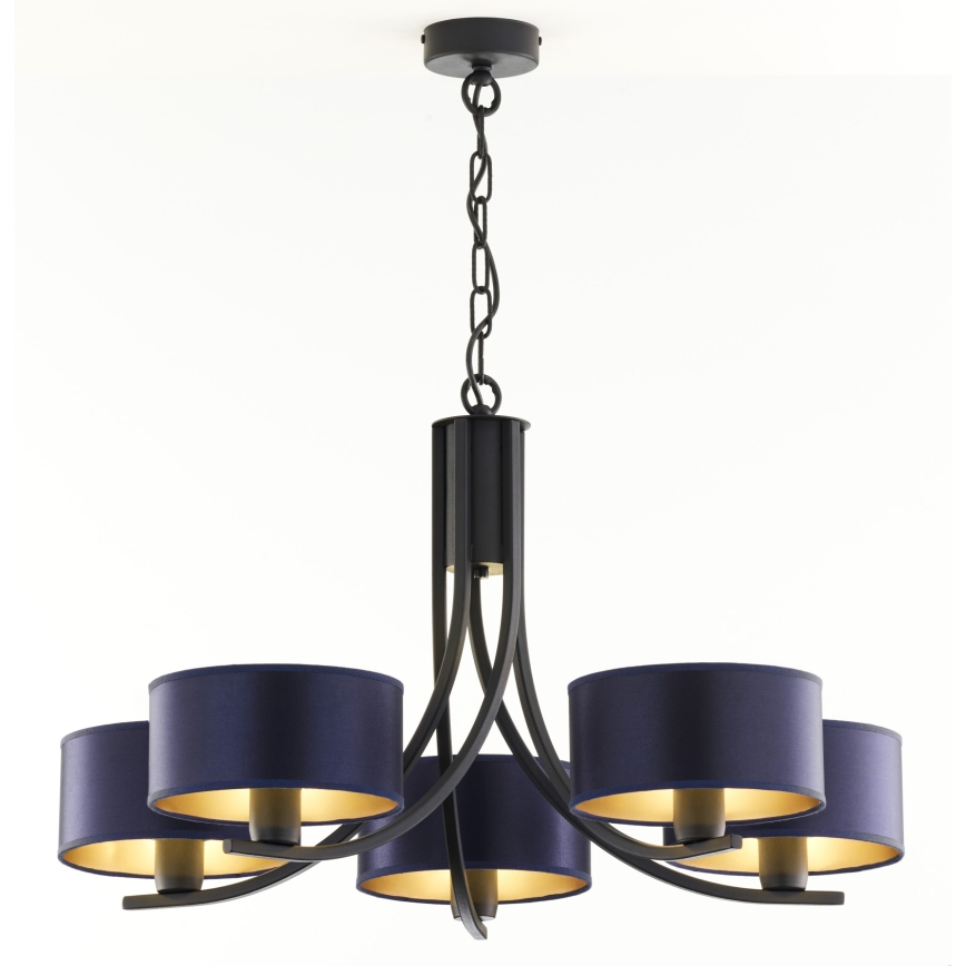 Jupiter 2101 - Luster na lancu ARTHUR 5xE27/15W/230V plave/crne boje