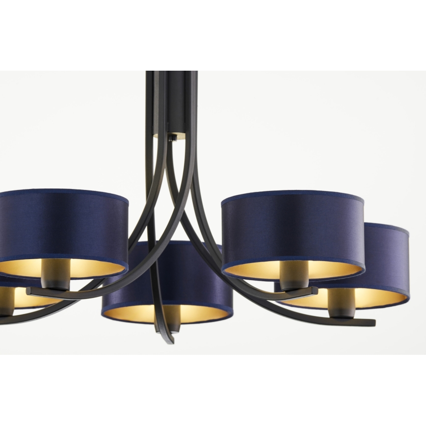 Jupiter 2101 - Luster na lancu ARTHUR 5xE27/15W/230V plave/crne boje
