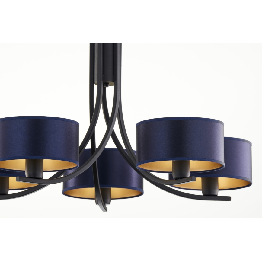 Jupiter 2101 - Luster na lancu ARTHUR 5xE27/15W/230V plave/crne boje