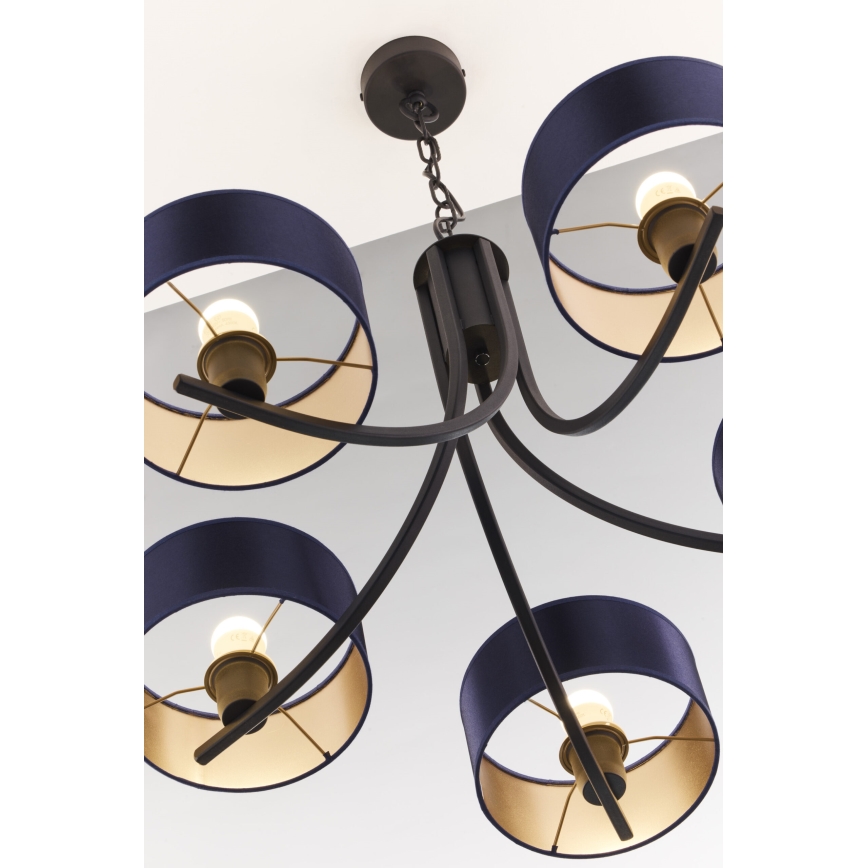 Jupiter 2101 - Luster na lancu ARTHUR 5xE27/15W/230V plave/crne boje