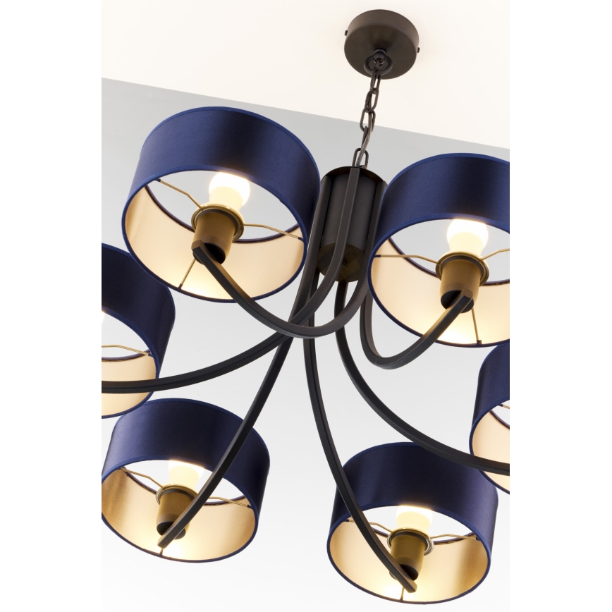 Jupiter 2102 - Luster na lancu ARTHUR 6xE27/15W/230V plava/crna