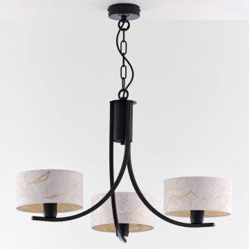 Jupiter 2103 - Luster na lancu ARTHUR 3xE27/15W/230V bela/crna/dekor mramora