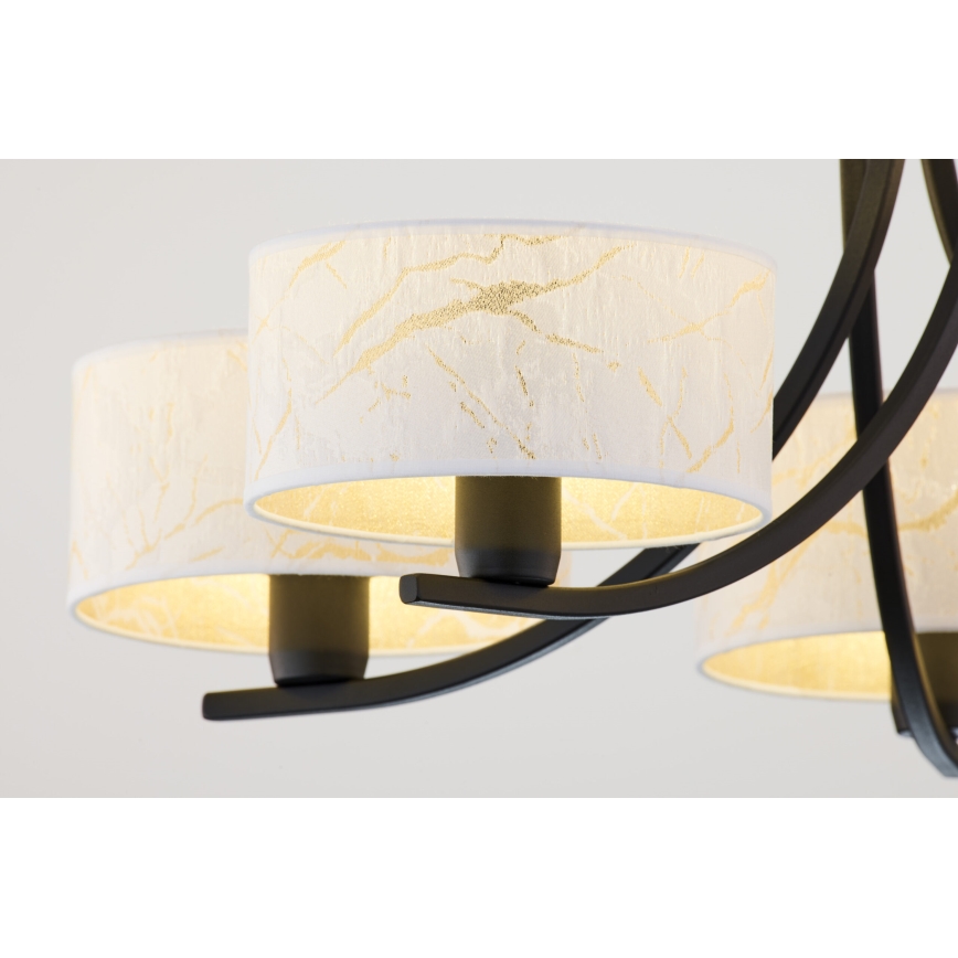 Jupiter 2104 - Luster na lancu ARTHUR 5xE27/15W/230V bela/crna/dekor mermera