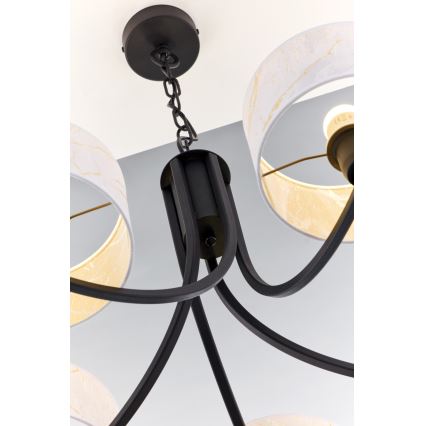 Jupiter 2104 - Luster na lancu ARTHUR 5xE27/15W/230V bela/crna/dekor mermera