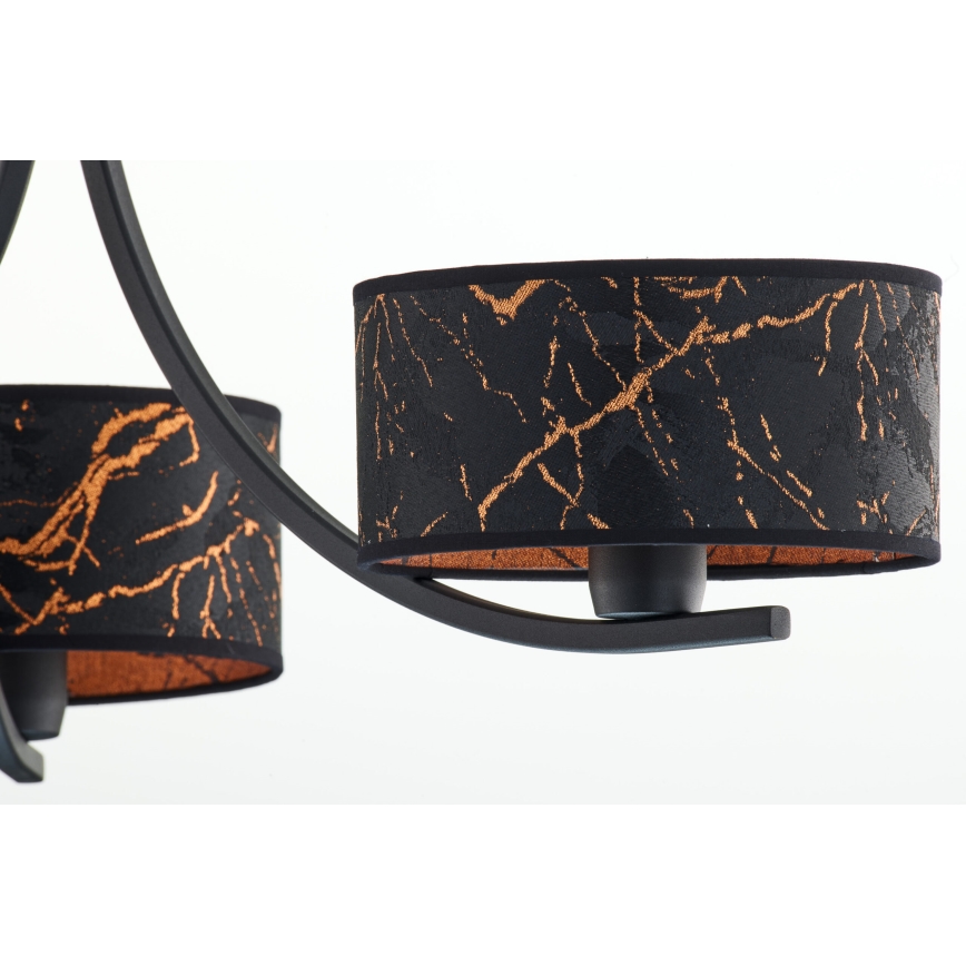 Jupiter 2106 - Luster na lancu ARTHUR 3xE27/15W/230V crna/narandžasta/mramorni dekor