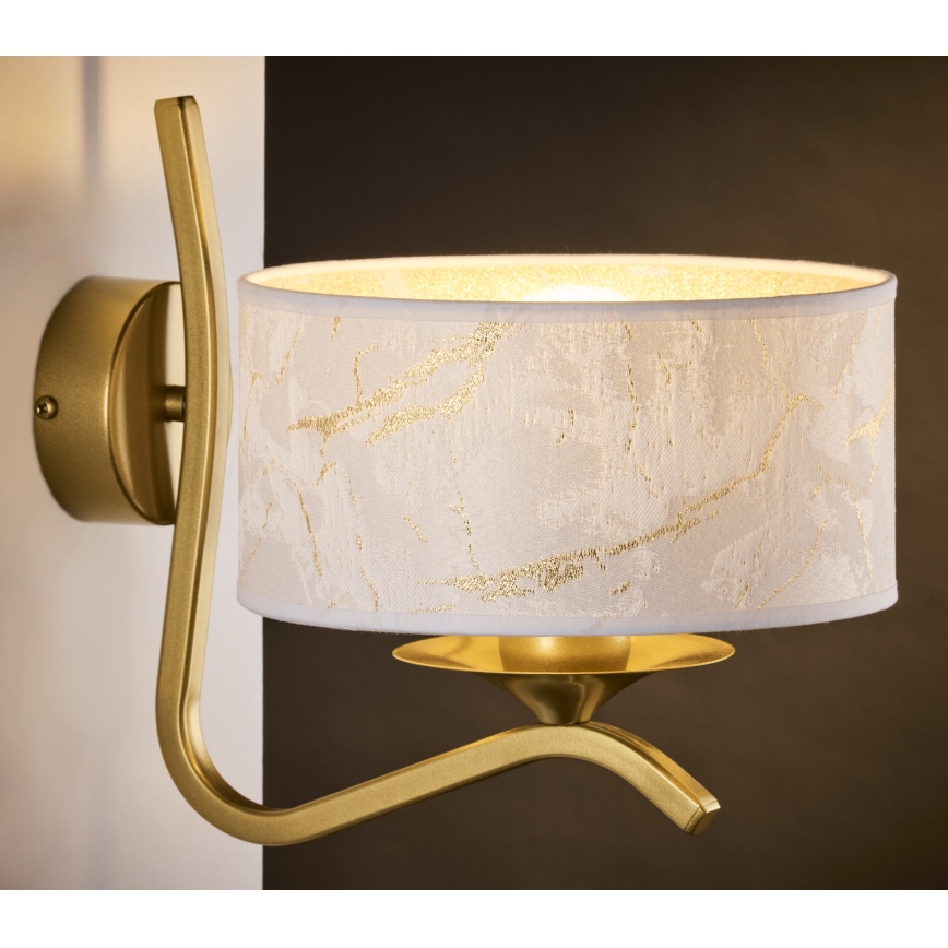 Jupiter 2111 - Zidna lampa KASZMIR 1xE27/15W/230V bela/zlatna/dekor mermera
