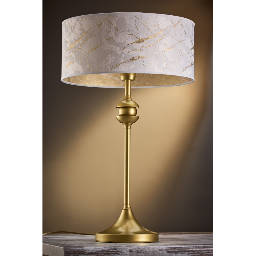 Jupiter 2112 - Stona lampa KASZMIR 1xE27/15W/230V bela/zlatna/dekor mermera