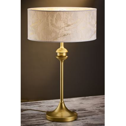 Jupiter 2112 - Stona lampa KASZMIR 1xE27/15W/230V bela/zlatna/dekor mermera
