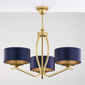 Jupiter 2113 - Luster na šipci KASZMIR 3xE27/15W/230V plava/zlatna