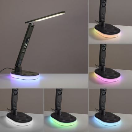 JUST LIGHT. 11018-18 - LED RGBW prigušiva dodirna stona lampa sa bežičnim punjenjem TINA LED/4W/230V crna